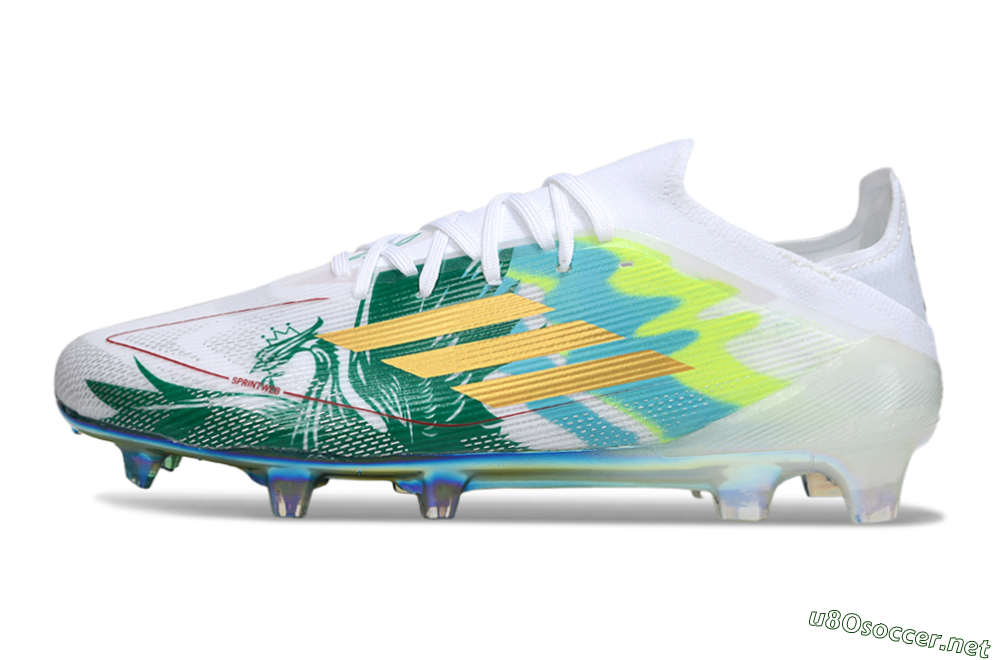 Unisex Adidas F50 Elite FG Football Boots - White/Green/Gold 0