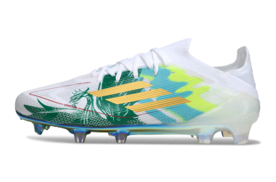 Unisex Adidas F50 Elite FG Football Boots - White/Green/Gold
