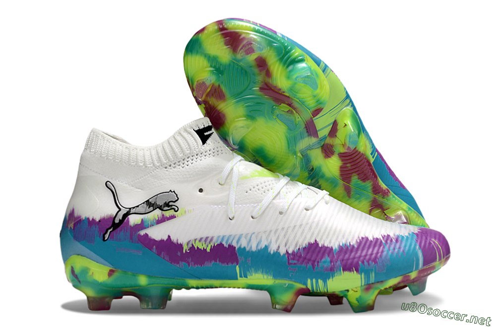 Unisex Puma Future 8 Ultimate FG Football Boots - White/Purple/Yellow/Blue 2
