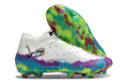 Unisex Puma Future 8 Ultimate FG Football Boots - White/Purple/Yellow/Blue