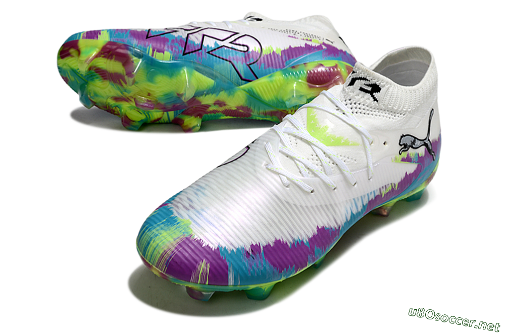 Unisex Puma Future 8 Ultimate FG Football Boots - White/Purple/Yellow/Blue 3