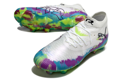 Unisex Puma Future 8 Ultimate FG Football Boots - White/Purple/Yellow/Blue