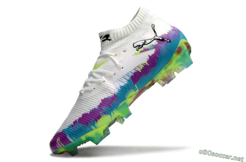 Unisex Puma Future 8 Ultimate FG Football Boots - White/Purple/Yellow/Blue 5