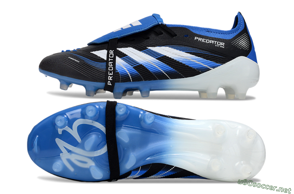 Men's Adidas Predator 25 Elite Foldover Tongue FG Football Boots - Black/White/Blue 1