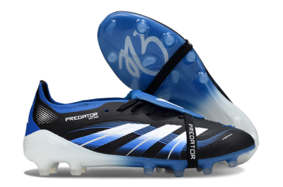 Men's Adidas Predator 25 Elite Foldover Tongue FG Football Boots - Black/White/Blue