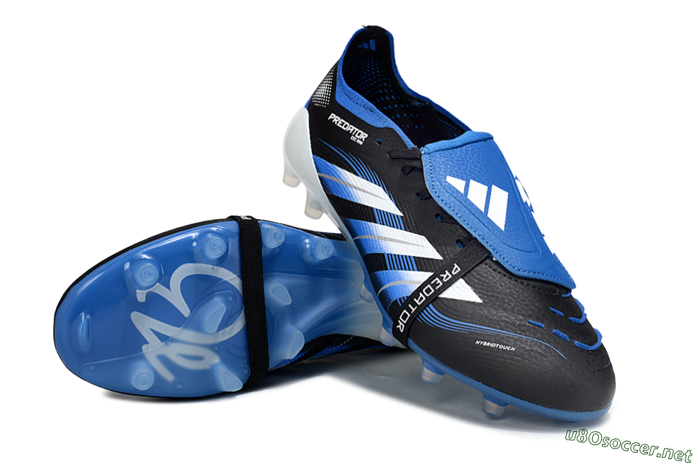 Men's Adidas Predator 25 Elite Foldover Tongue FG Football Boots - Black/White/Blue 3