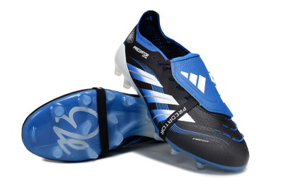 Men's Adidas Predator 25 Elite Foldover Tongue FG Football Boots - Black/White/Blue