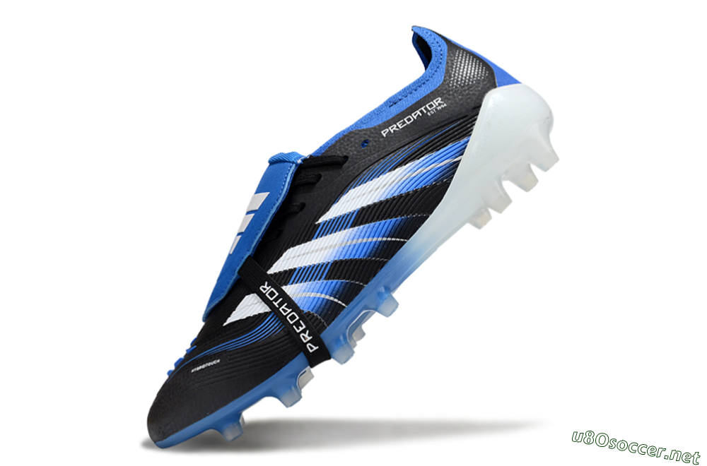 Men's Adidas Predator 25 Elite Foldover Tongue FG Football Boots - Black/White/Blue 5