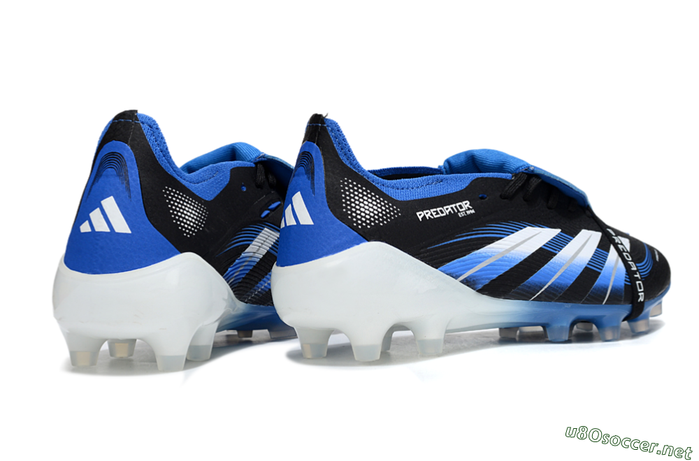 Men's Adidas Predator 25 Elite Foldover Tongue FG Football Boots - Black/White/Blue 6