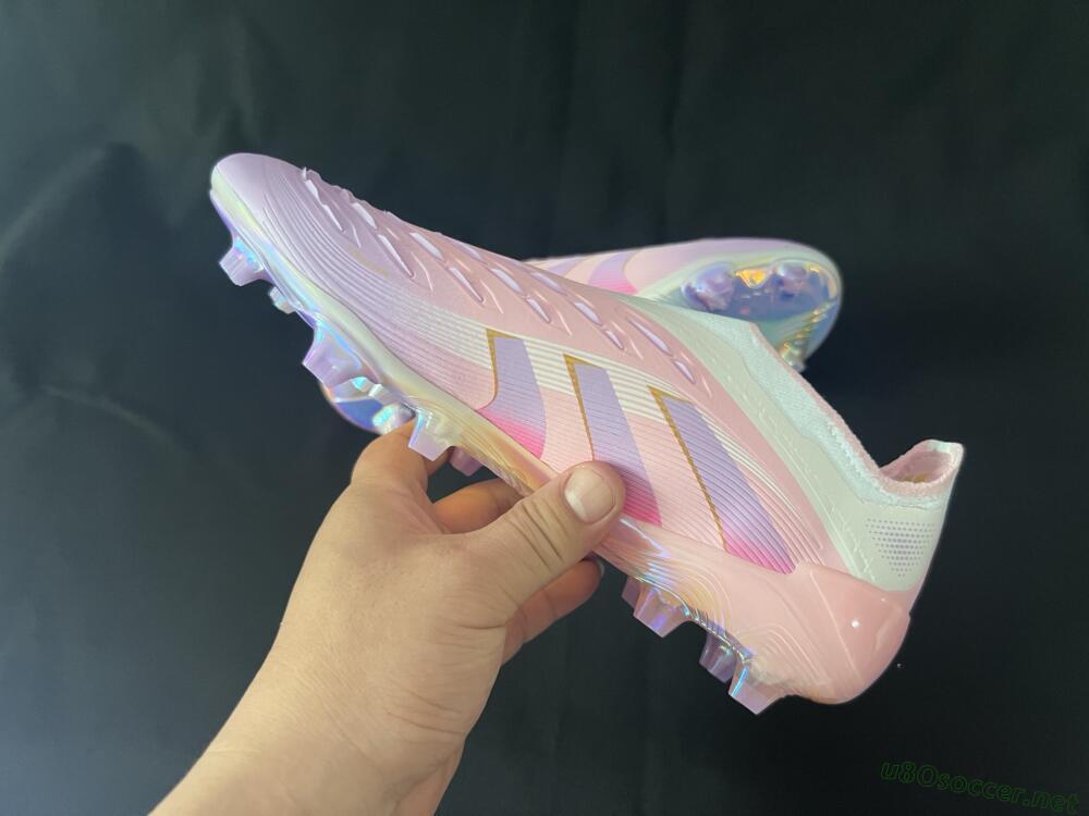 Unisex Adidas Predator 25 Elite Laceless FG Football Boots - Pink/Purple/Gold