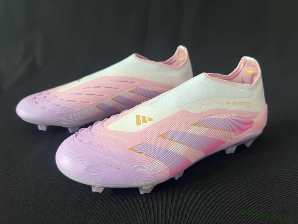 Unisex Adidas Predator 25 Elite Laceless FG Football Boots - Pink/Purple/Gold