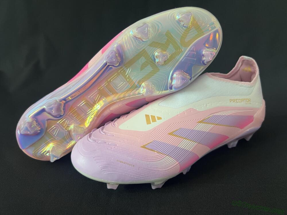 Unisex Adidas Predator 25 Elite Laceless FG Football Boots - Pink/Purple/Gold