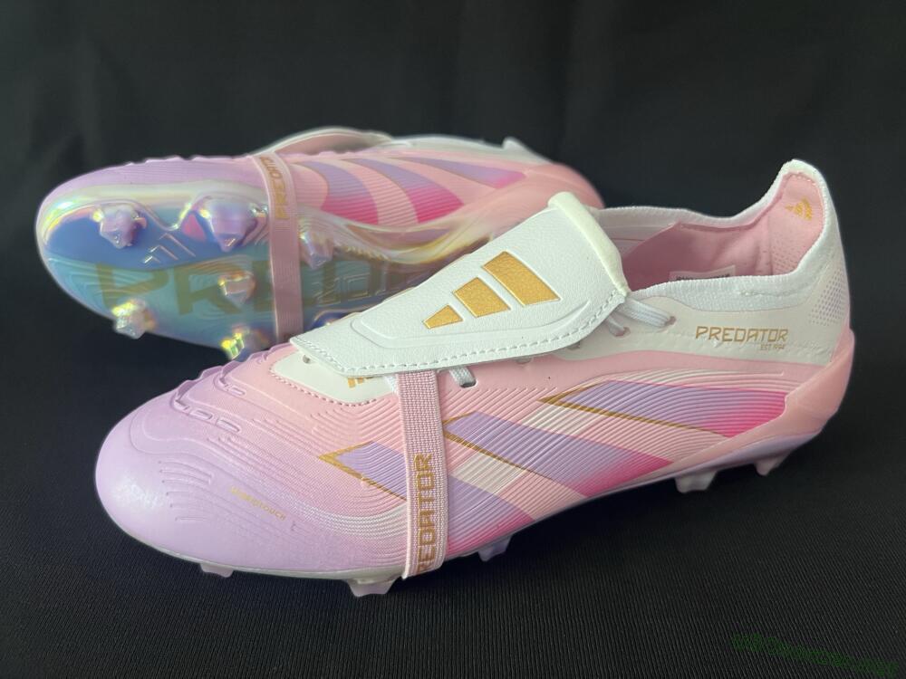 Unisex Adidas Predator 25 Elite Foldover Tongue FG Football Boots - Pink/Purple/Gold