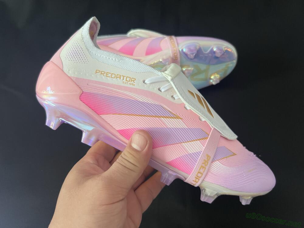 Unisex Adidas Predator 25 Elite Foldover Tongue FG Football Boots - Pink/Purple/Gold