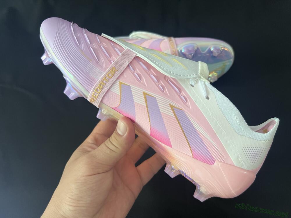 Unisex Adidas Predator 25 Elite Foldover Tongue FG Football Boots - Pink/Purple/Gold