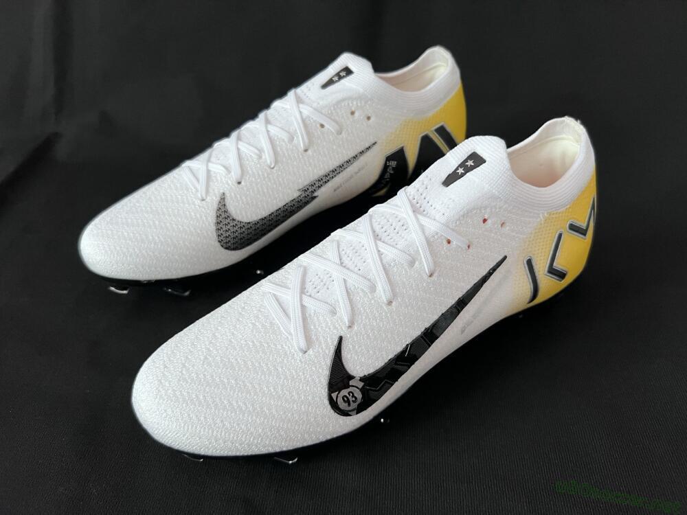 Unisex KM x Nike Air Zoom Mercurial Vapor 16 Elite FG Football Boots - White/Black/Yellow