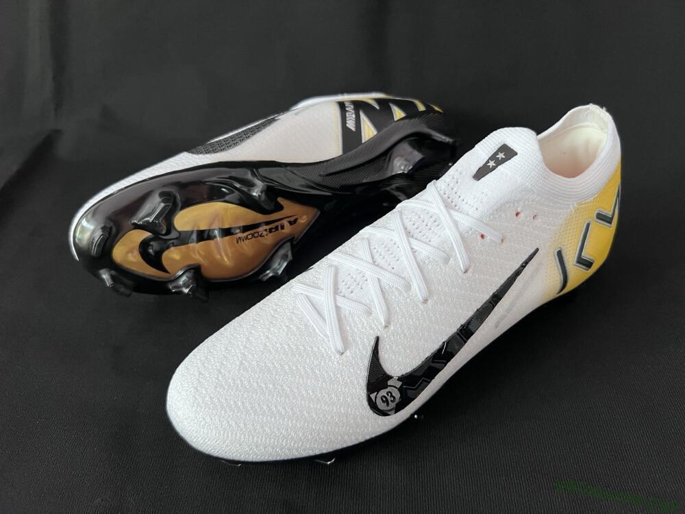 Unisex KM x Nike Air Zoom Mercurial Vapor 16 Elite FG Football Boots - White/Black/Yellow
