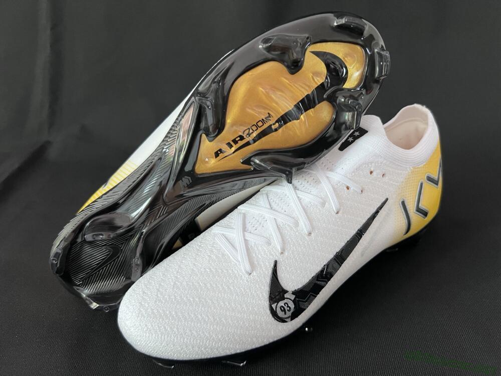 Unisex KM x Nike Air Zoom Mercurial Vapor 16 Elite FG Football Boots - White/Black/Yellow