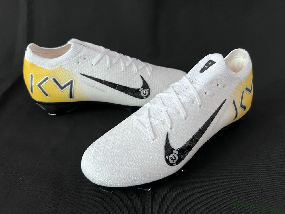 Unisex KM x Nike Air Zoom Mercurial Vapor 16 Elite FG Football Boots - White/Black/Yellow