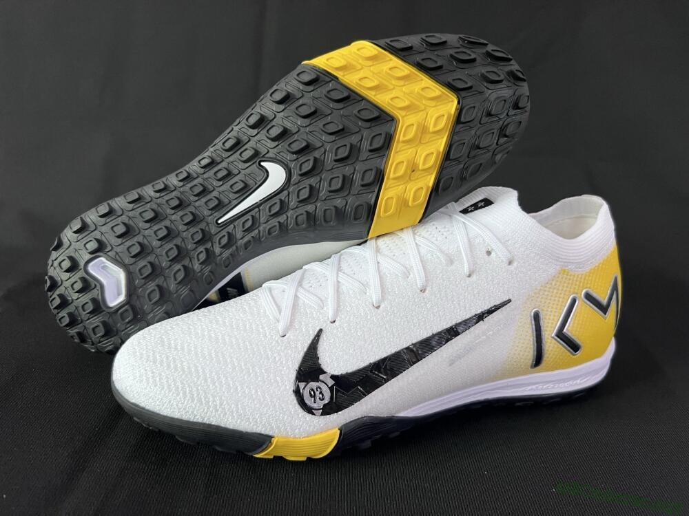 Unisex KM x Nike Air Zoom Mercurial Vapor 16 Elite TF Football Shoes - White/Black/Yellow