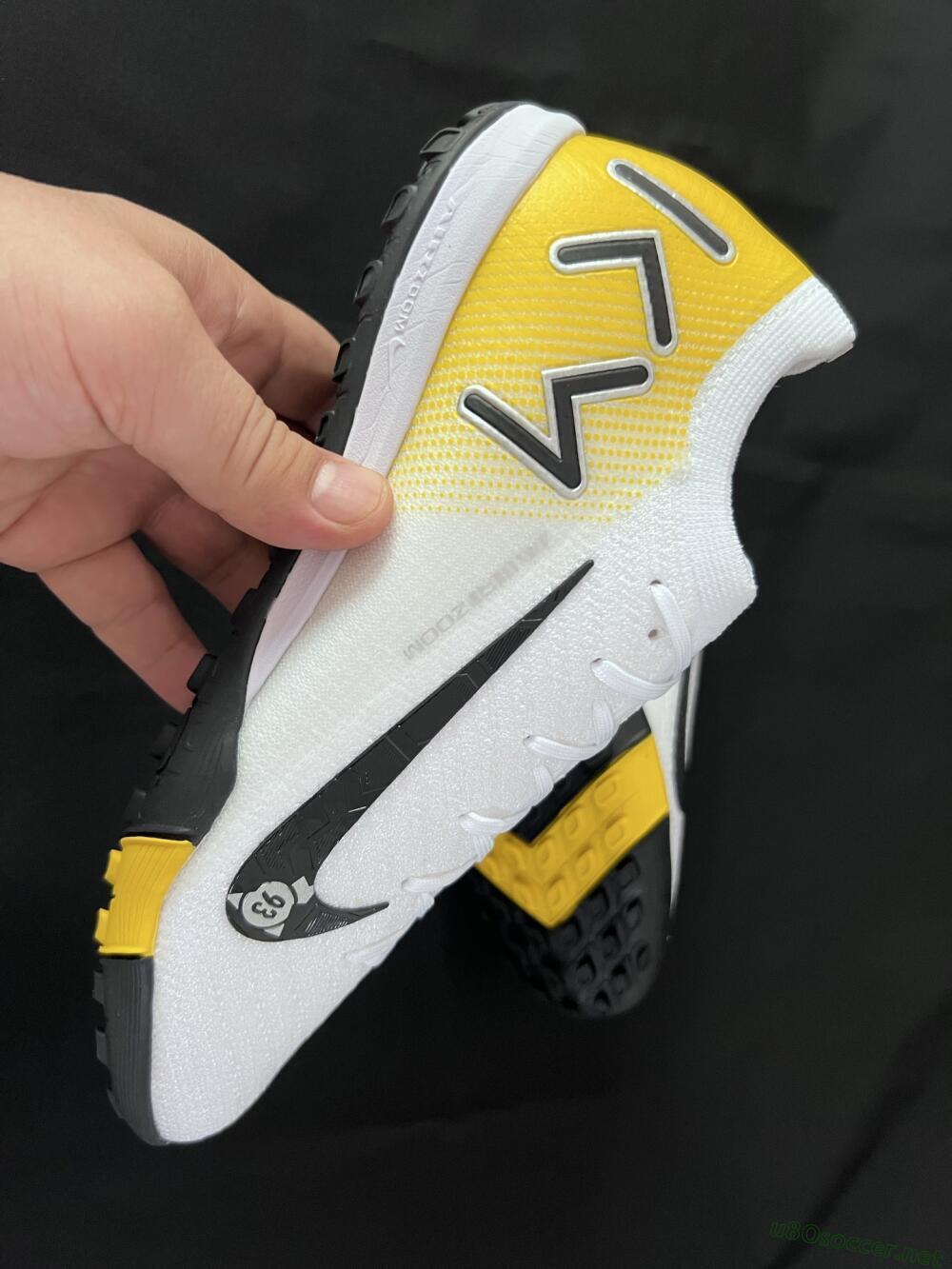 Unisex KM x Nike Air Zoom Mercurial Vapor 16 Elite TF Football Shoes - White/Black/Yellow