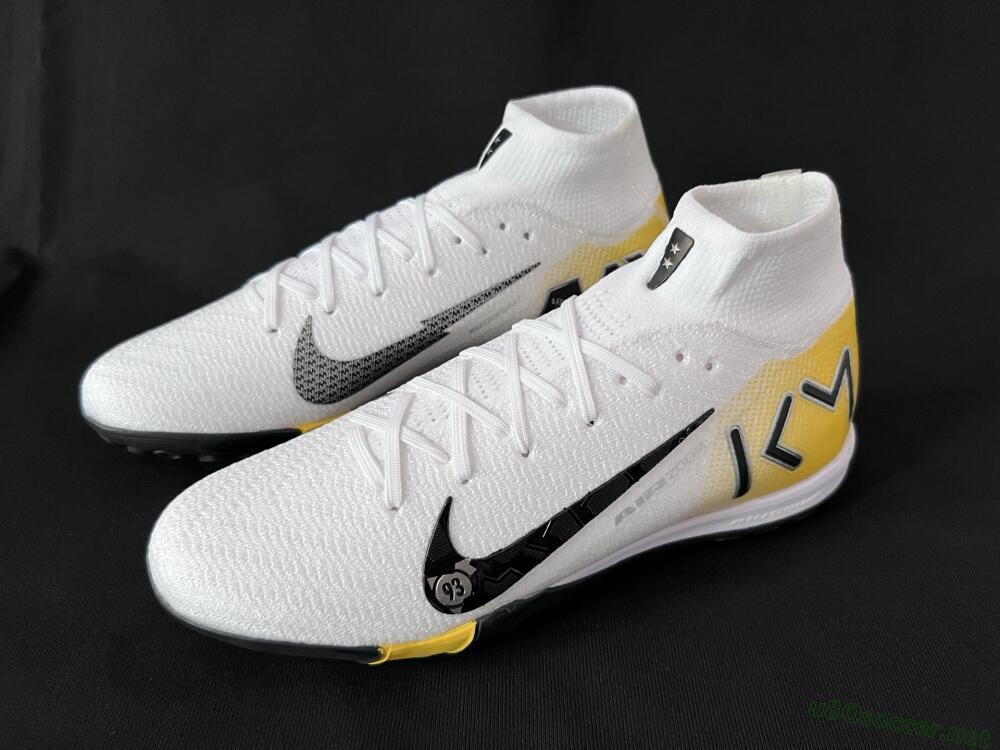 Unisex KM x Nike Air Zoom Mercurial Superfly 10 Elite TF Football Shoes - White/Black/Yellow