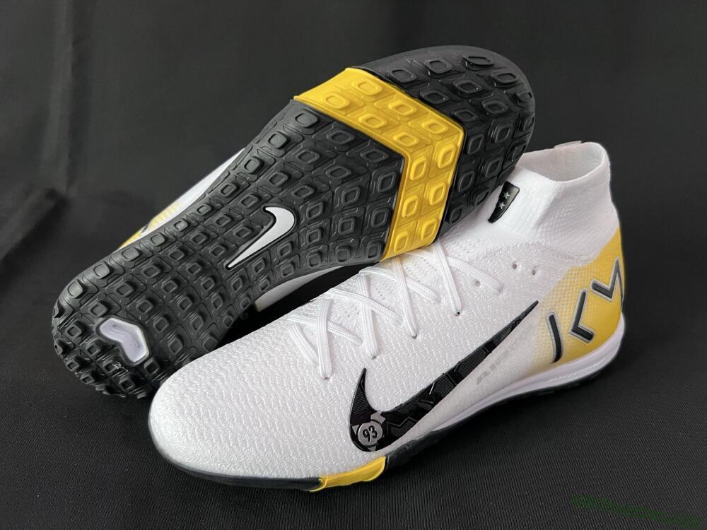 Unisex KM x Nike Air Zoom Mercurial Superfly 10 Elite TF Football Shoes - White/Black/Yellow