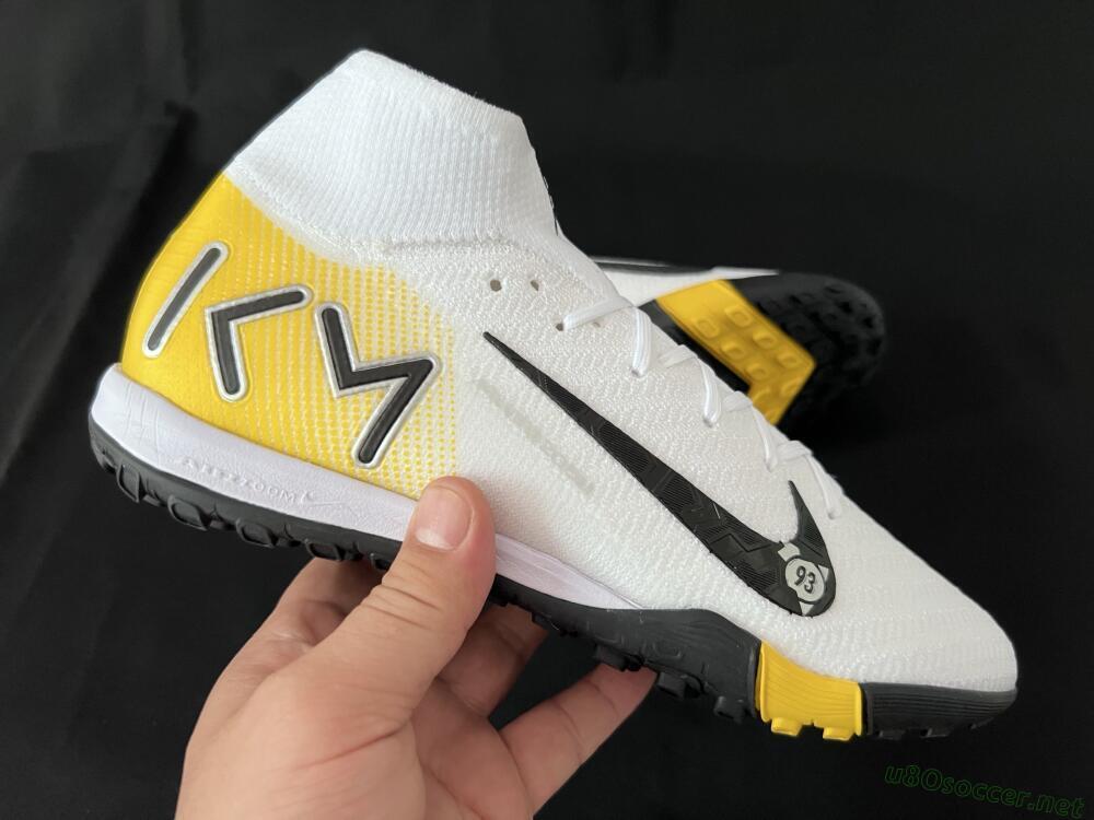 Unisex KM x Nike Air Zoom Mercurial Superfly 10 Elite TF Football Shoes - White/Black/Yellow