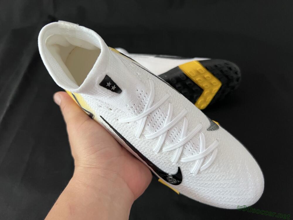 Unisex KM x Nike Air Zoom Mercurial Superfly 10 Elite TF Football Shoes - White/Black/Yellow