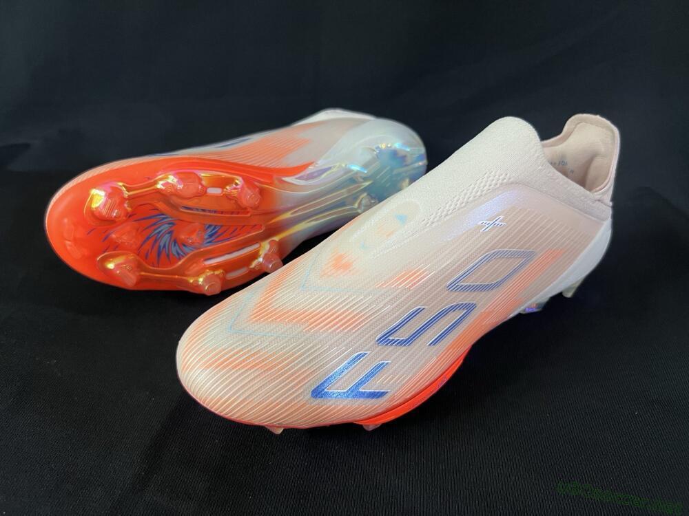 Men's Adidas F50+ Elite Lightstrike Pro Laceless FG Football Boots - Pink/Orange/White