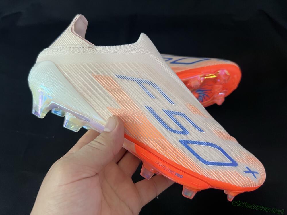 Men's Adidas F50+ Elite Lightstrike Pro Laceless FG Football Boots - Pink/Orange/White
