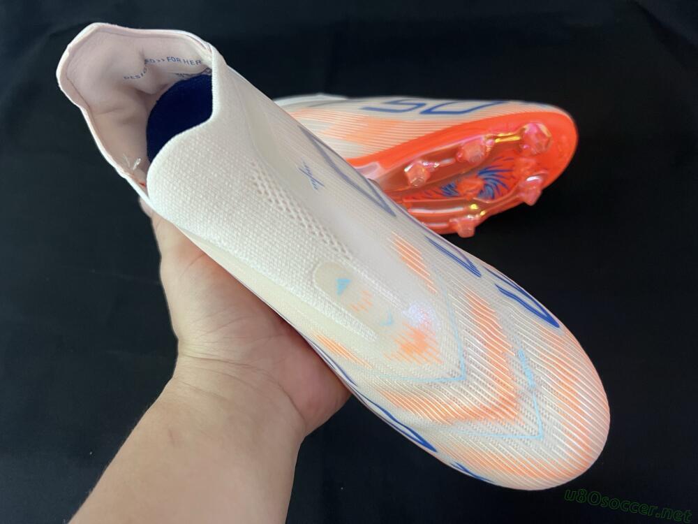 Men's Adidas F50+ Elite Lightstrike Pro Laceless FG Football Boots - Pink/Orange/White