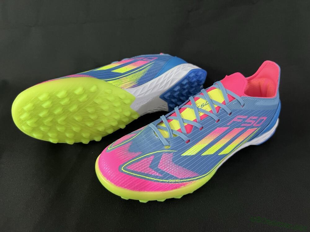 Men's Adidas F50 Elite TF Football Shoes - Blue/Pink/Yellow