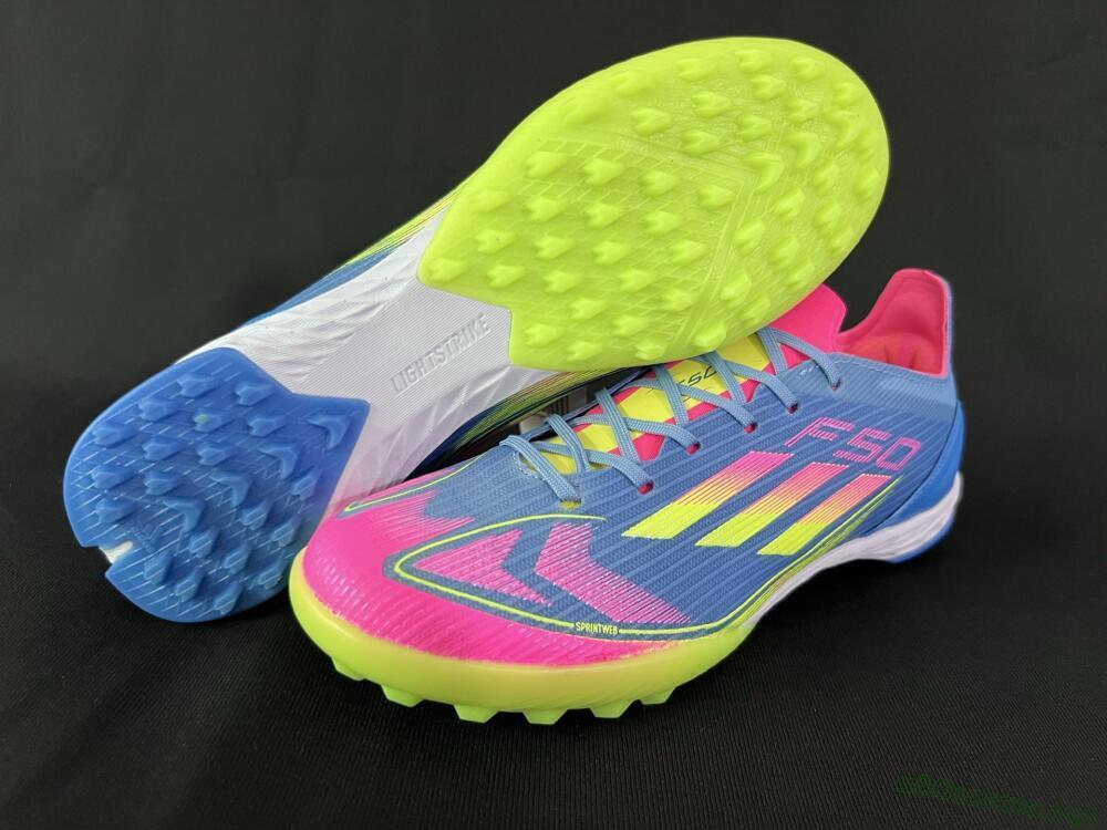 Men's Adidas F50 Elite TF Football Shoes - Blue/Pink/Yellow