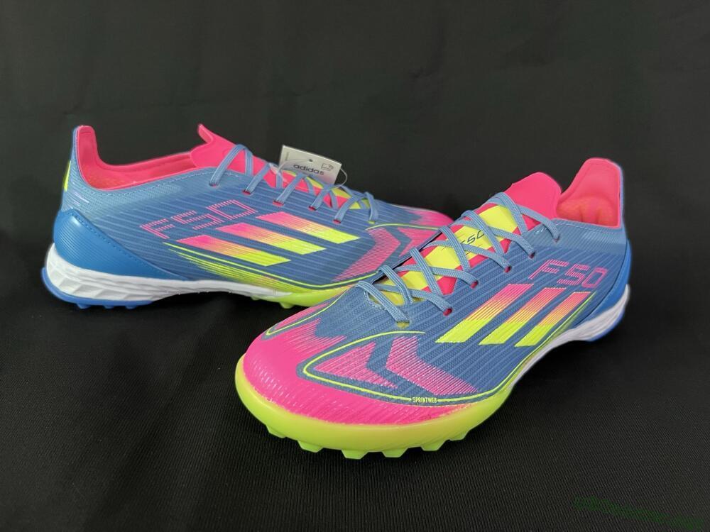 Men's Adidas F50 Elite TF Football Shoes - Blue/Pink/Yellow