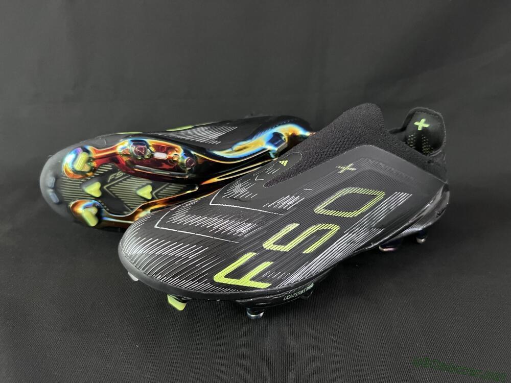 Unisex Adidas F50+ Lightstrike Pro Laceless FG Football Boots - Black/Silver/Yellow