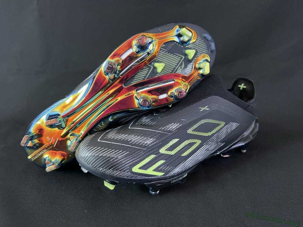 Unisex Adidas F50+ Lightstrike Pro Laceless FG Football Boots - Black/Silver/Yellow