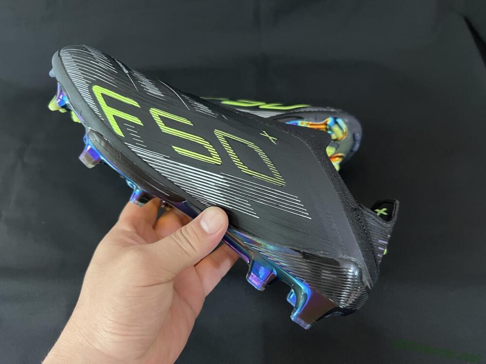 Unisex Adidas F50+ Lightstrike Pro Laceless FG Football Boots - Black/Silver/Yellow