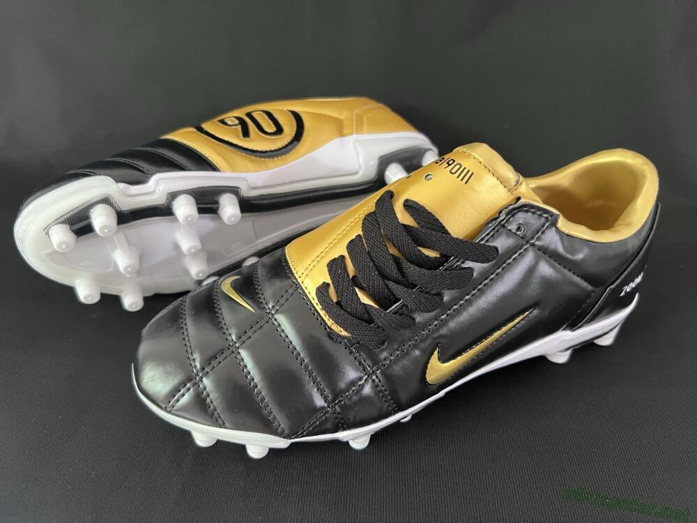 Men's Nike Air Zoom Total 90 III FG Football Boots - Black/Gold/White