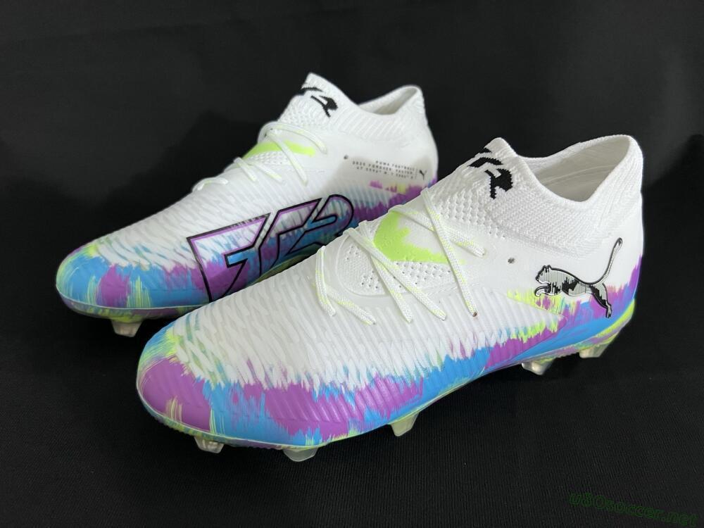 Men's Puma Future 8 Ultimate FG Football Boots - White/Blue/Yellow