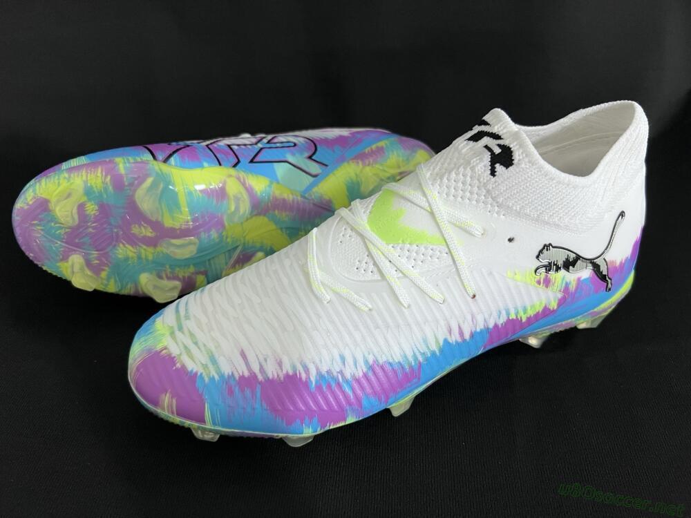 Men's Puma Future 8 Ultimate FG Football Boots - White/Blue/Yellow