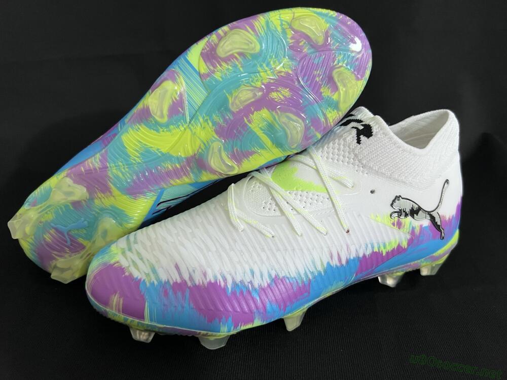 Men's Puma Future 8 Ultimate FG Football Boots - White/Blue/Yellow