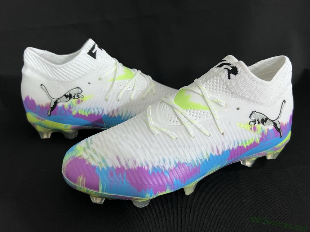 Men's Puma Future 8 Ultimate FG Football Boots - White/Blue/Yellow