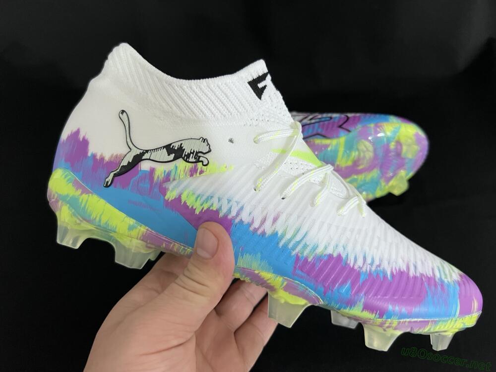 Men's Puma Future 8 Ultimate FG Football Boots - White/Blue/Yellow