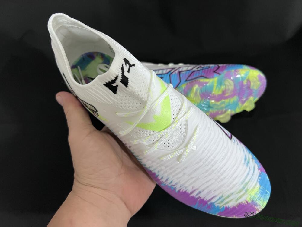 Men's Puma Future 8 Ultimate FG Football Boots - White/Blue/Yellow