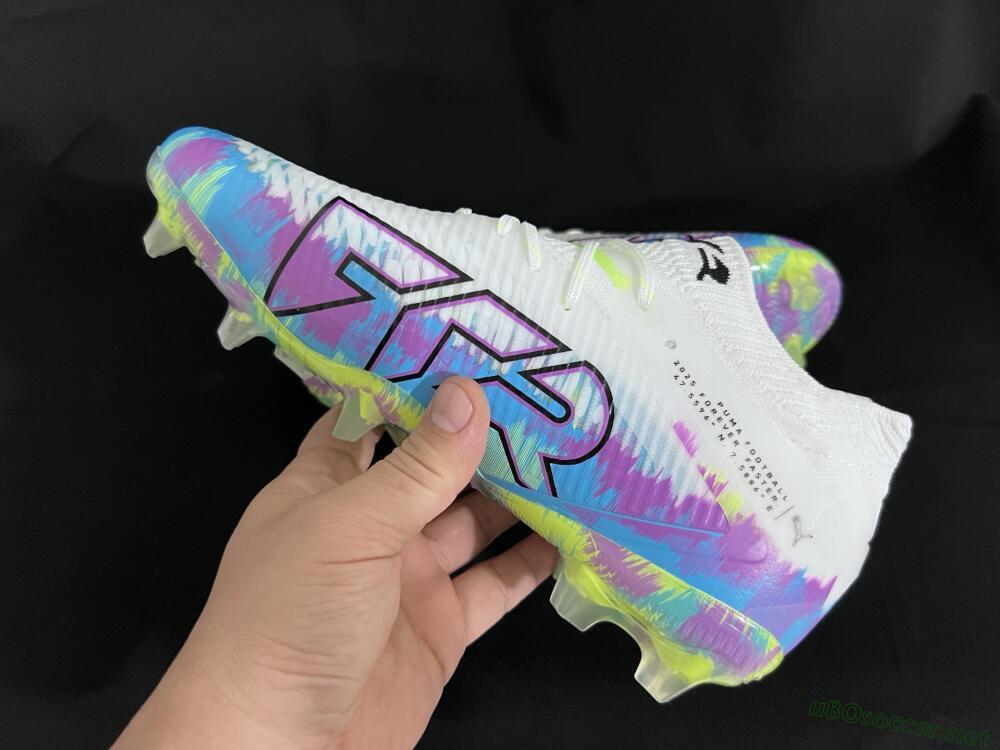 Men's Puma Future 8 Ultimate FG Football Boots - White/Blue/Yellow