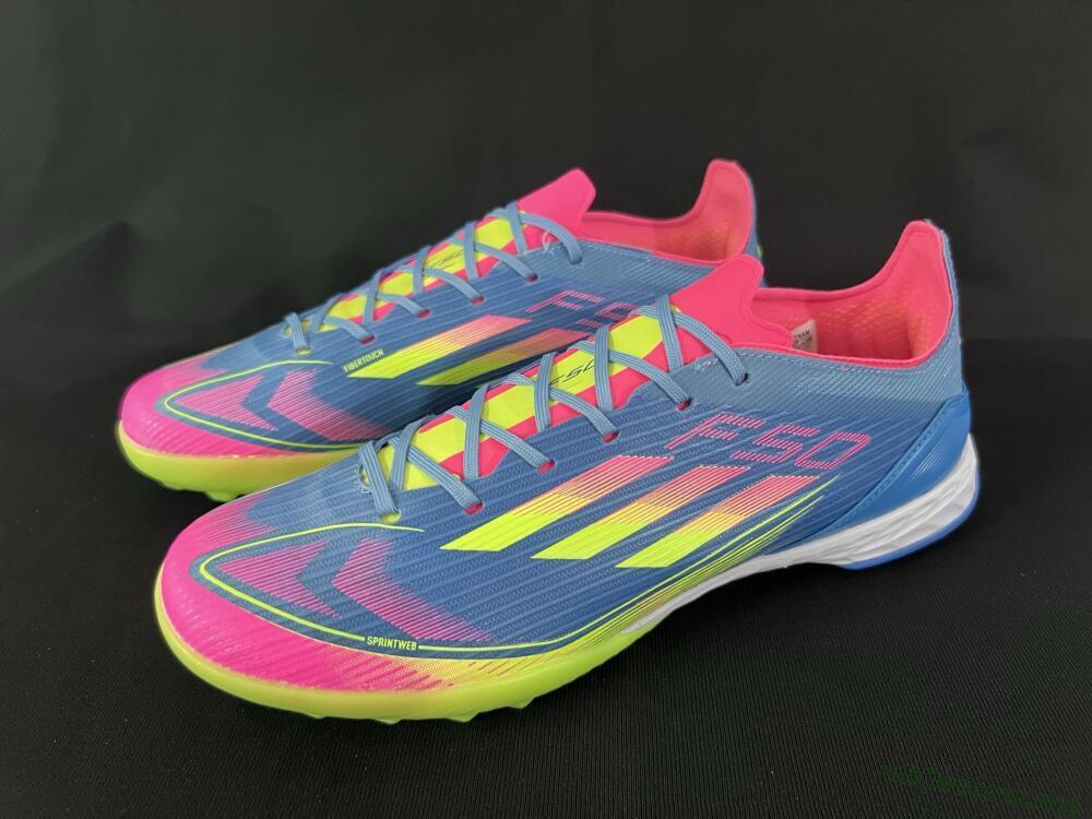 Men's Adidas F50 Pro TF Football Shoes - Blue/Yellow/Pink