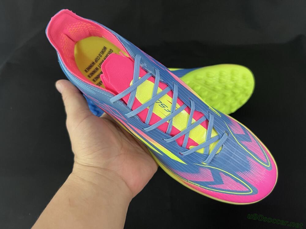 Men's Adidas F50 Pro TF Football Shoes - Blue/Yellow/Pink