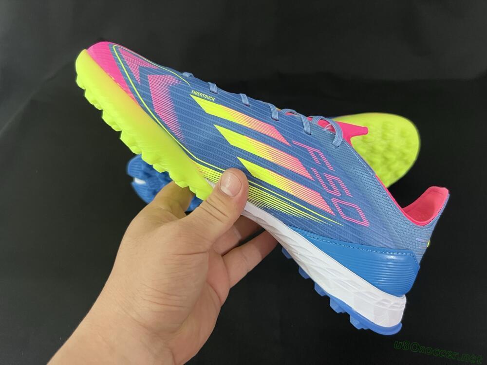Men's Adidas F50 Pro TF Football Shoes - Blue/Yellow/Pink