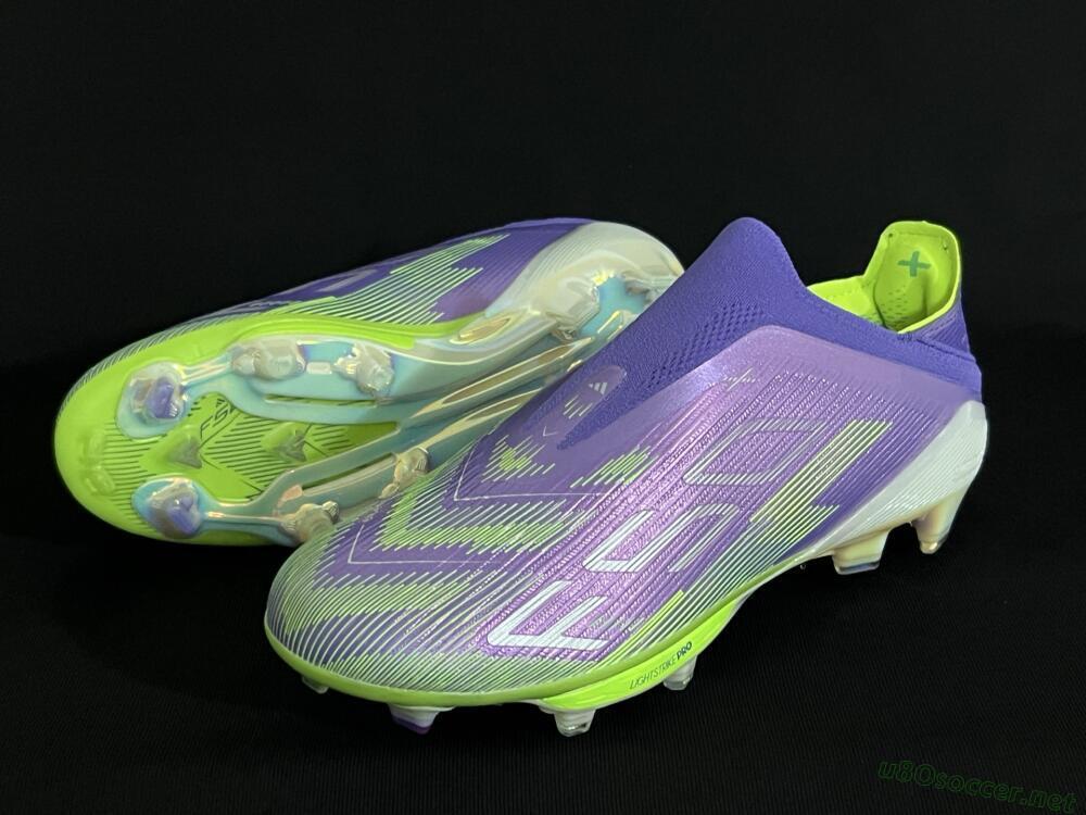Unisex Adidas F50+ Lightstrike Pro Laceless FG Football Boots - Purple/Yellow/White